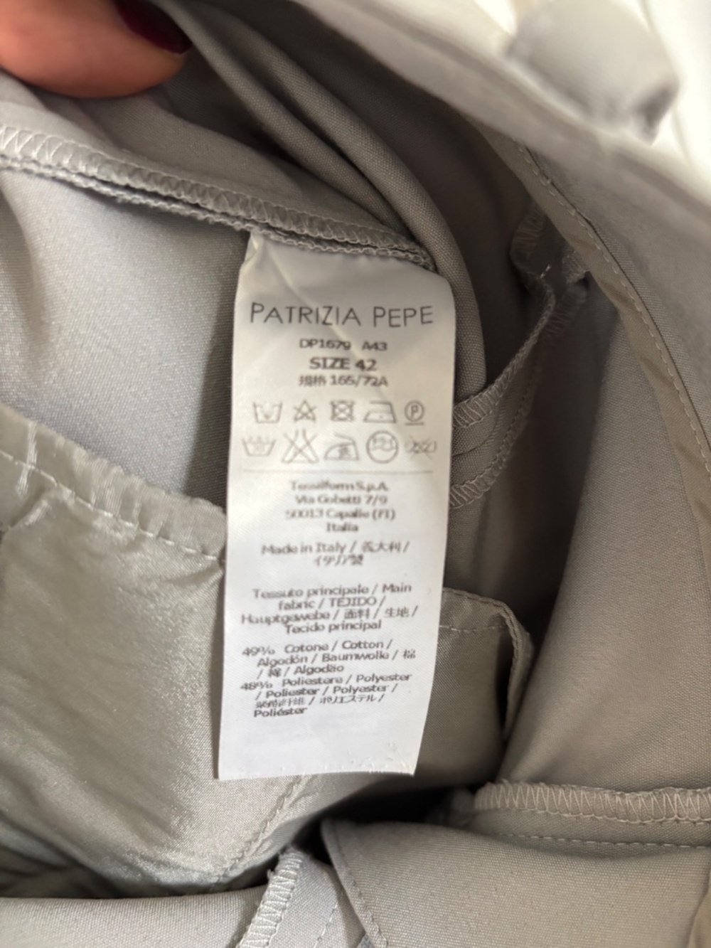 Patrizia Pepe Gray Slim-Fit Suit Pants | Mid-Rise Tailored Trousers Size 4 - Picture 5 of 6